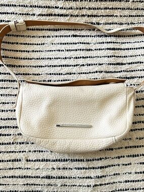 Adolfo Dominguez Cream Leather Shoulder Bag